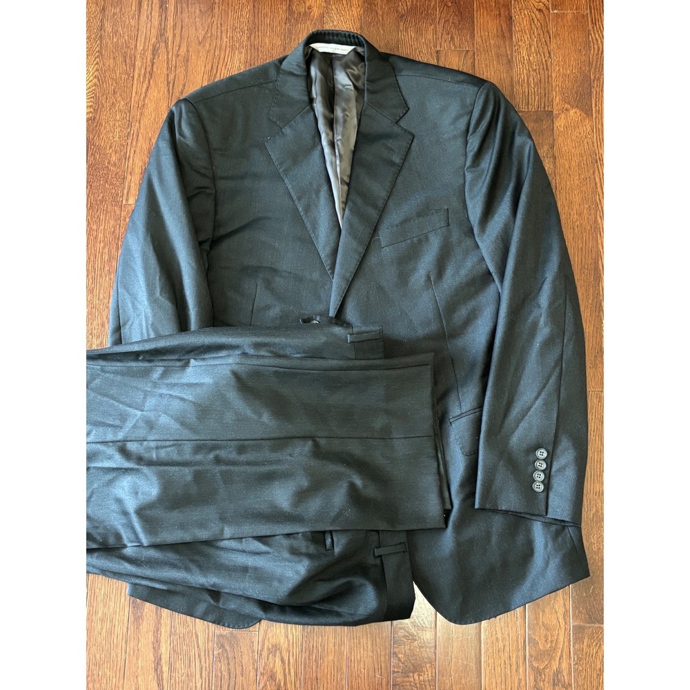 Samuelsohn Garner Suit Mens 42R 36x31 Gray Super 110s Wool Made Canada